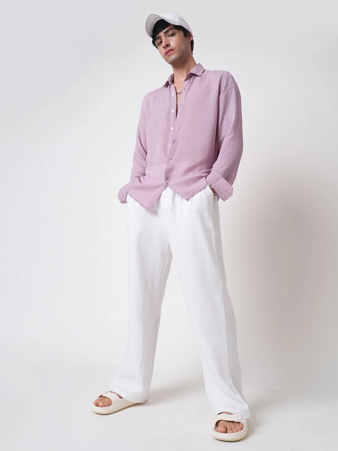 Lilac Textured Chiffon Shirt - Image 9