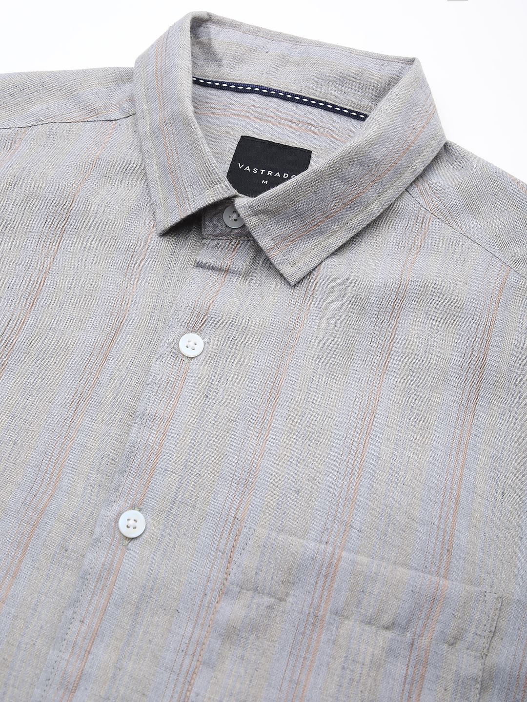 Linen Evanesce Grey Multicolour Striped Shirt - Image 3