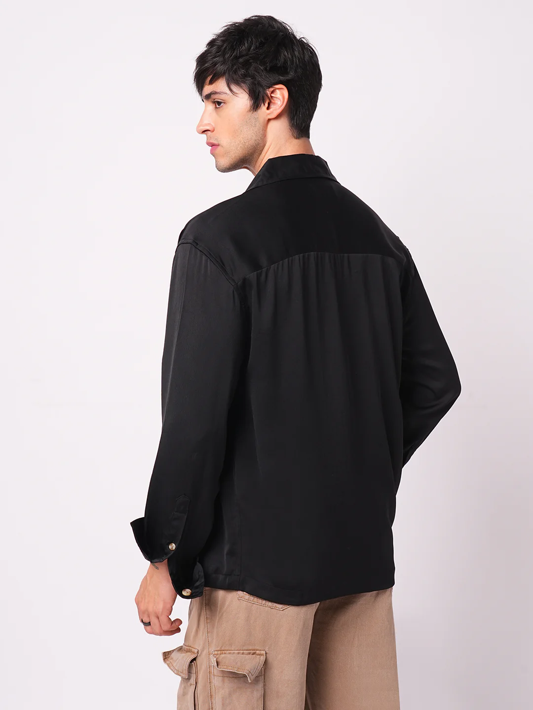 Low key Luxe Black Lapel Collar Oversized Shirt - Image 6