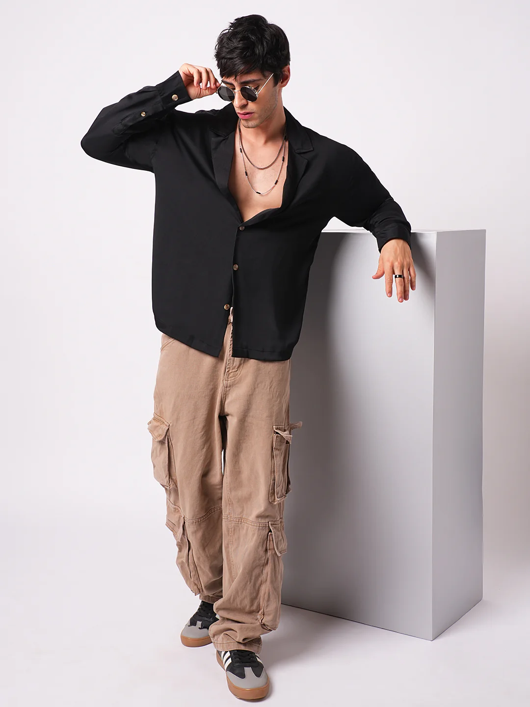 Low key Luxe Black Lapel Collar Oversized Shirt - Image 7