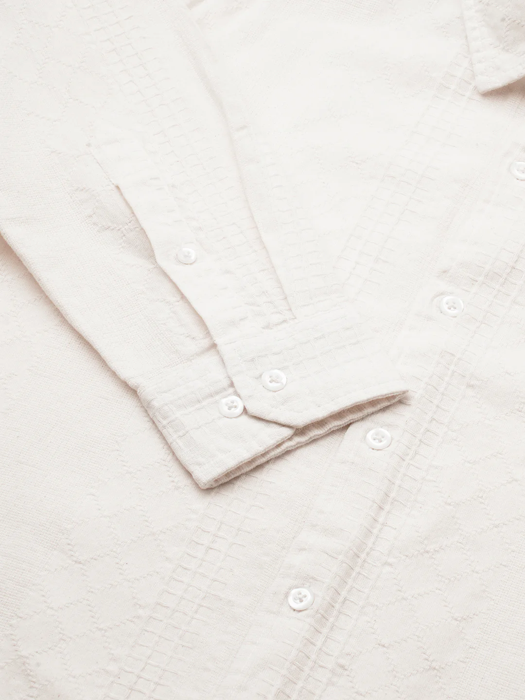 Lozenge Embroidered Ivory Shirt - Image 3