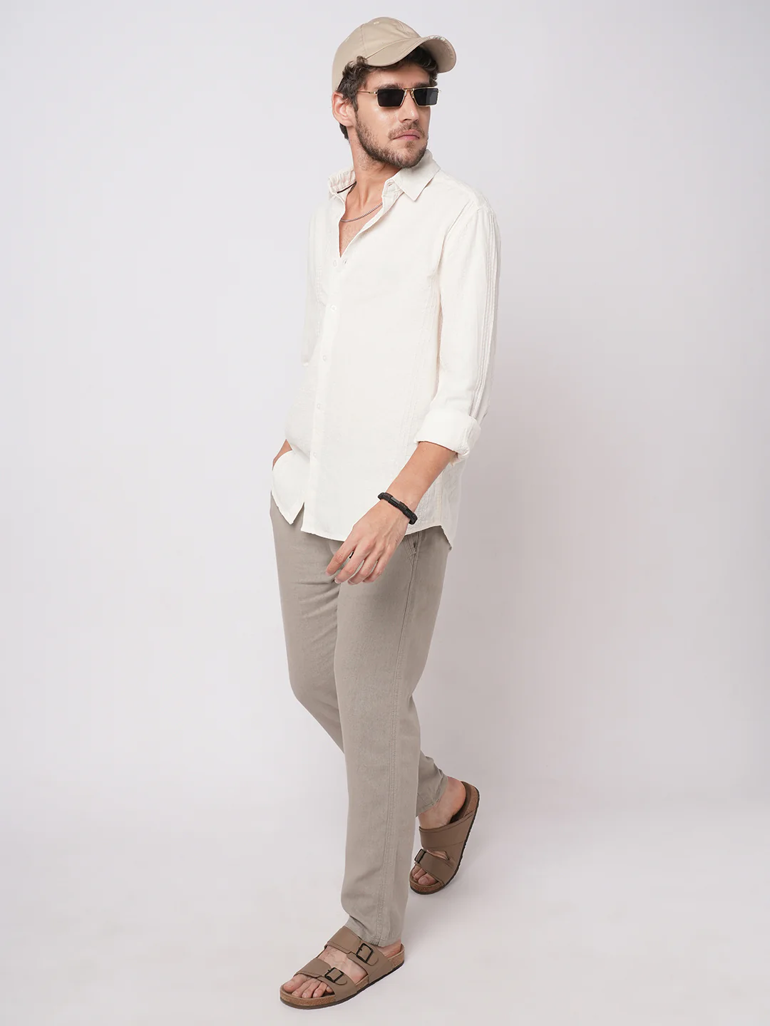 Lozenge Embroidered Ivory Shirt - Image 7