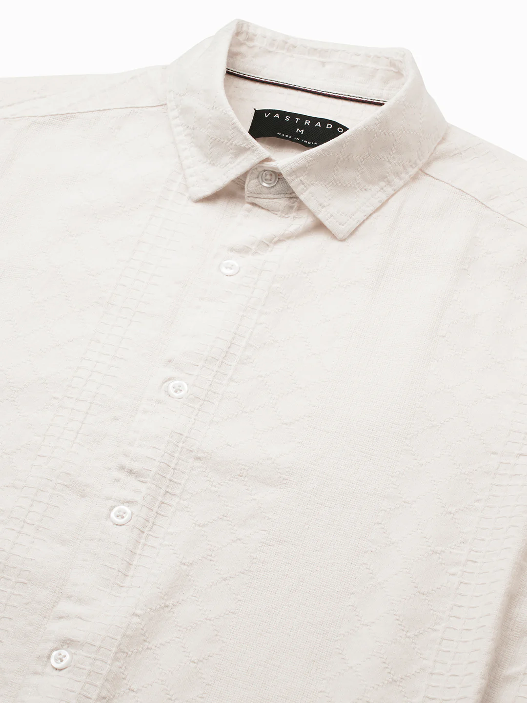 Lozenge Embroidered Ivory Shirt - Image 8