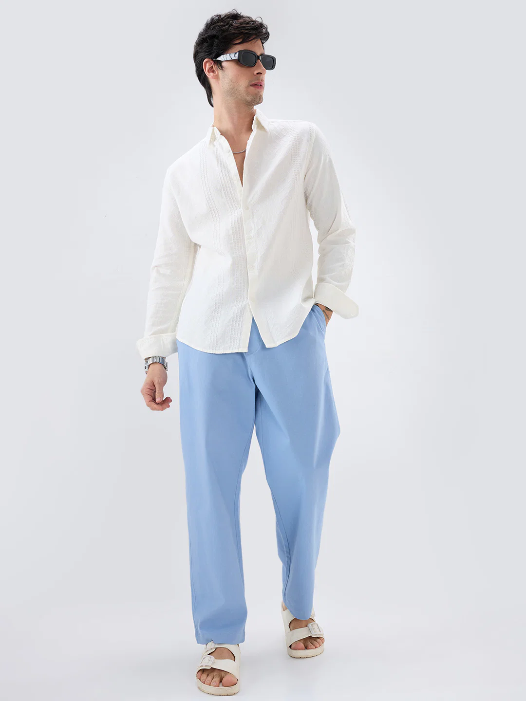 Lozenge Embroidered Ivory Shirt - Image 8