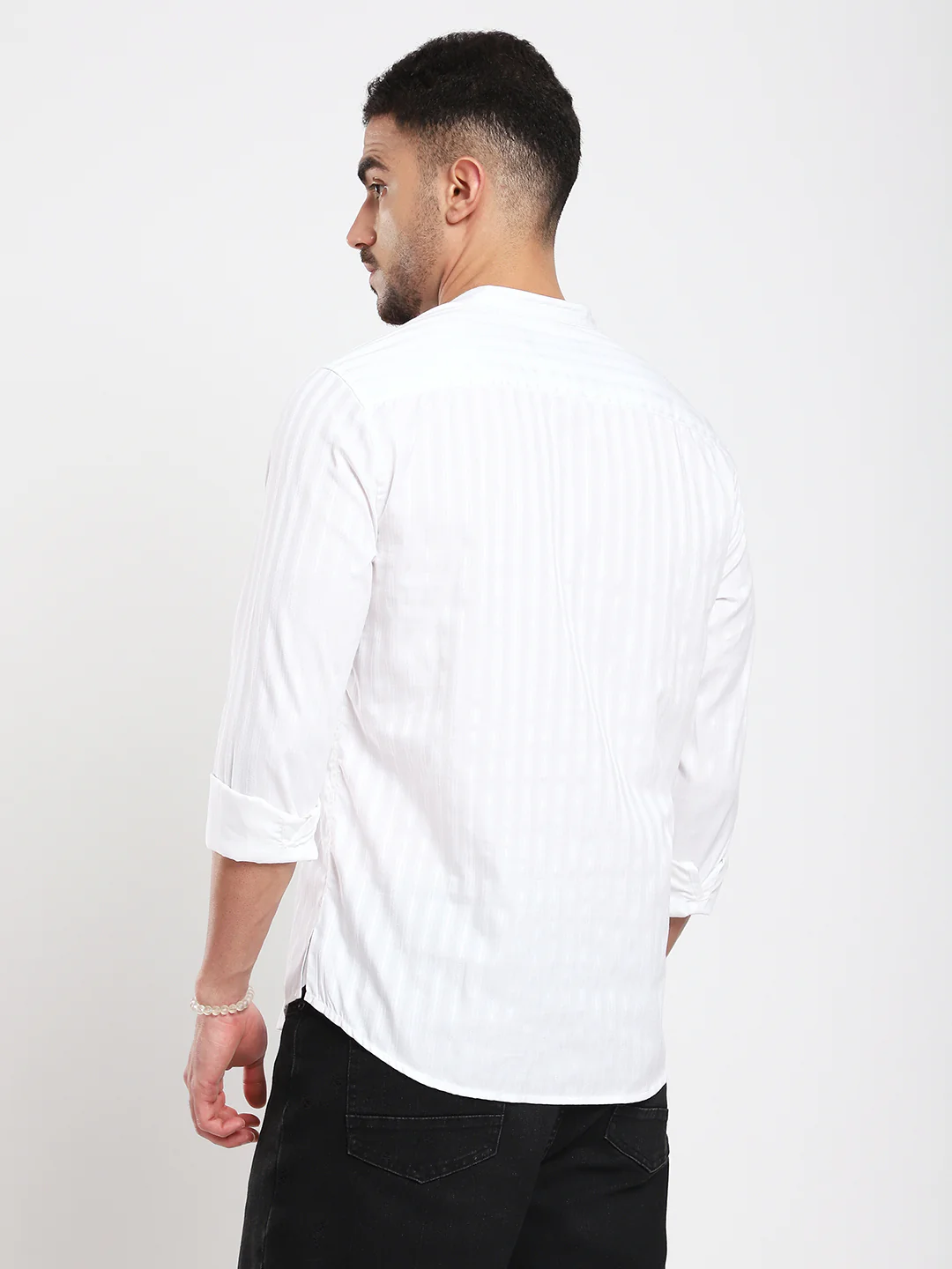 Luminous Pearl White Striped Kurta - Image 6