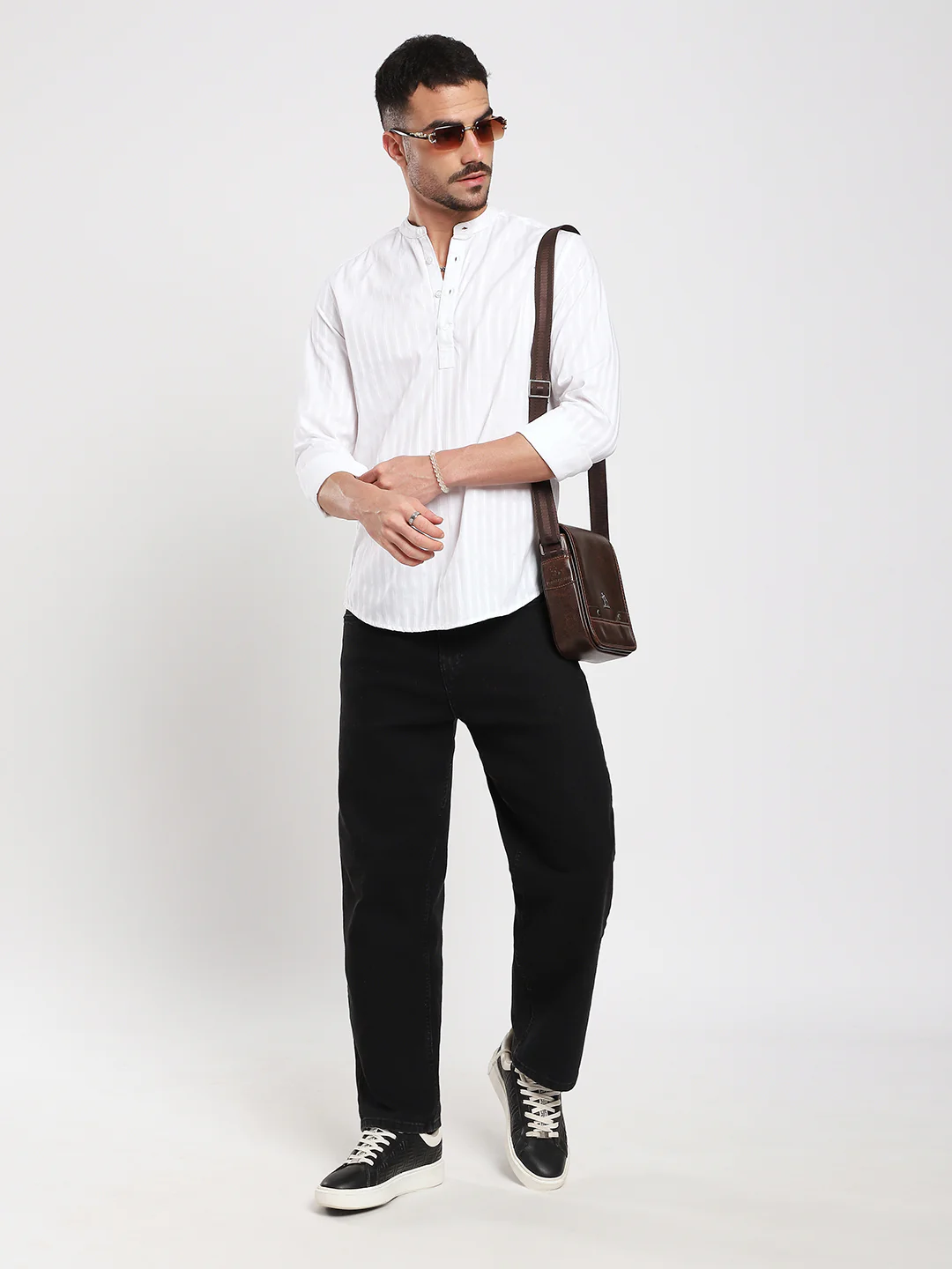 Luminous Pearl White Striped Kurta - Image 7