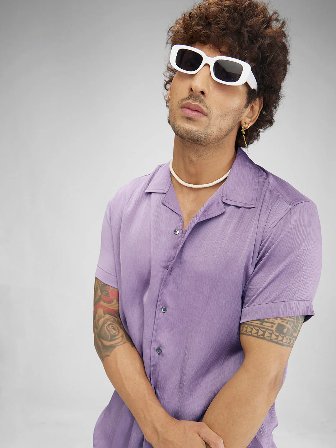 Lustrous Periwinkle Oversized Crepe Shirt - Image 2