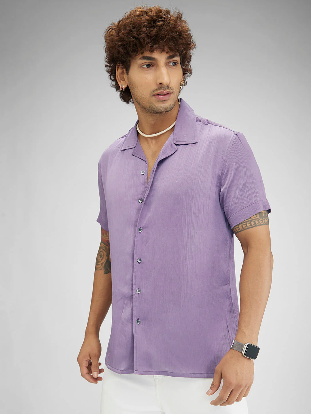 Lustrous Periwinkle Oversized Crepe Shirt - Image 6