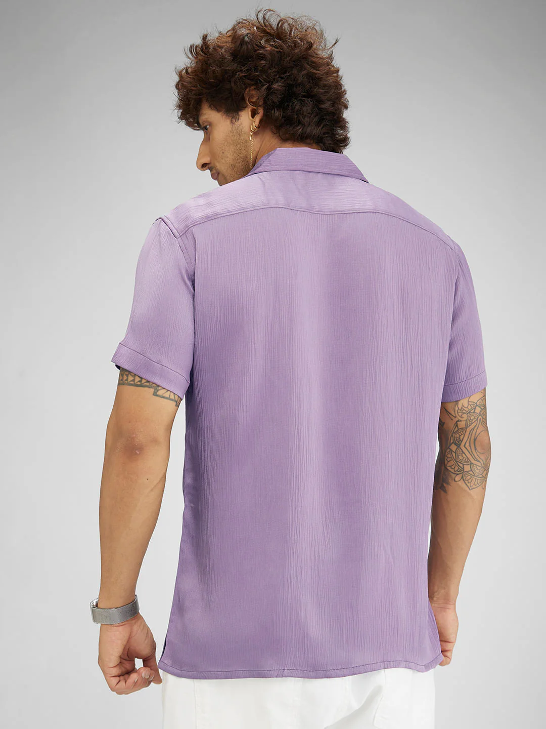 Lustrous Periwinkle Oversized Crepe Shirt - Image 7