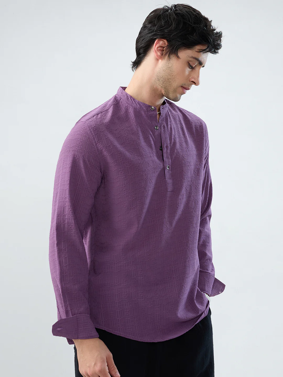 Luxury Purple Refined Textured Kurta - Image 5