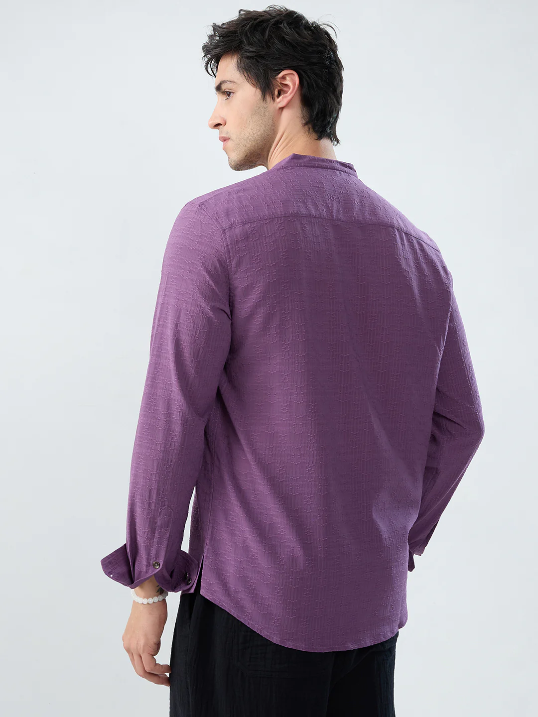 Luxury Purple Refined Textured Kurta - Image 7