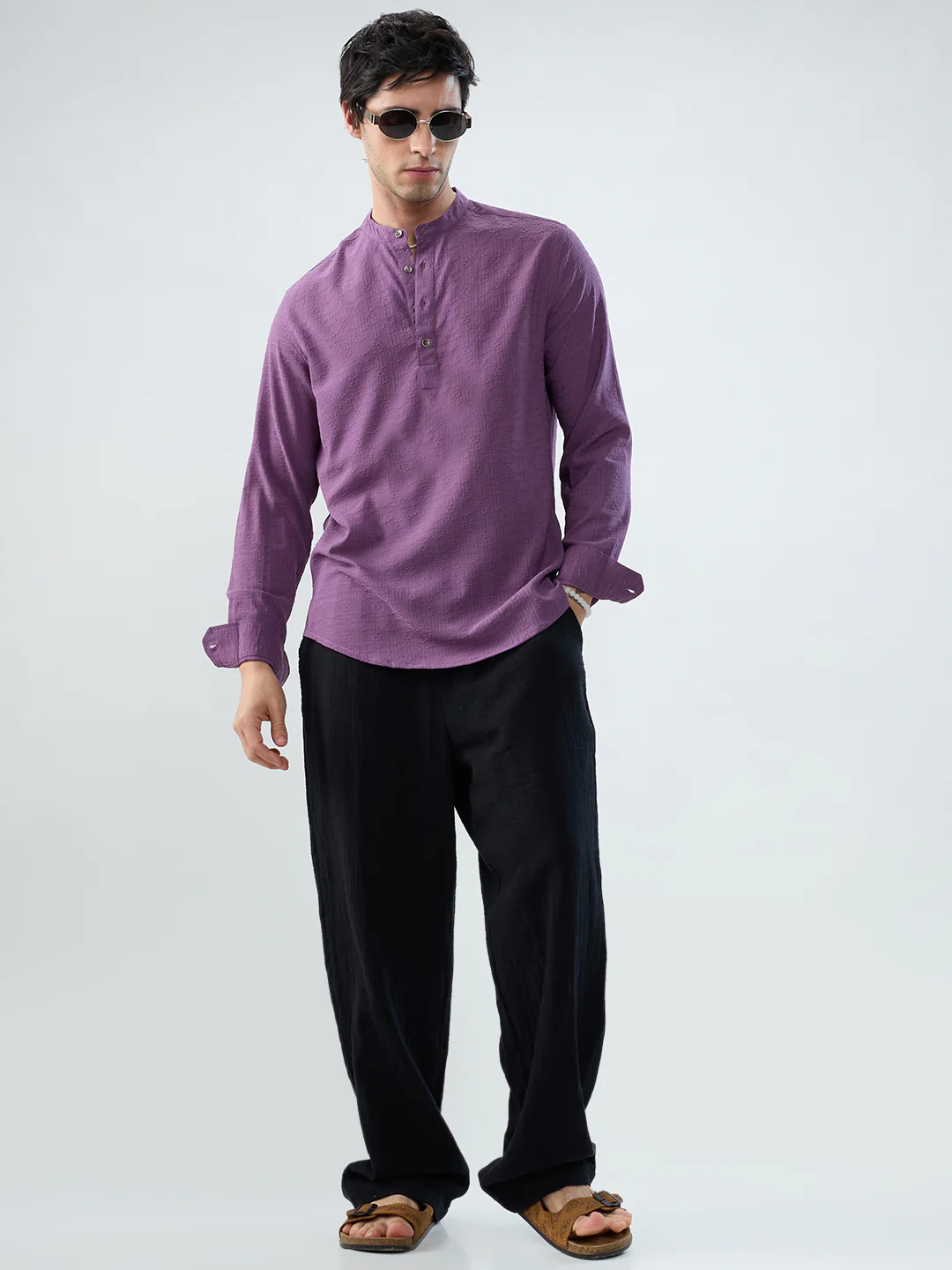 Luxury Purple Refined Textured Kurta - Image 8