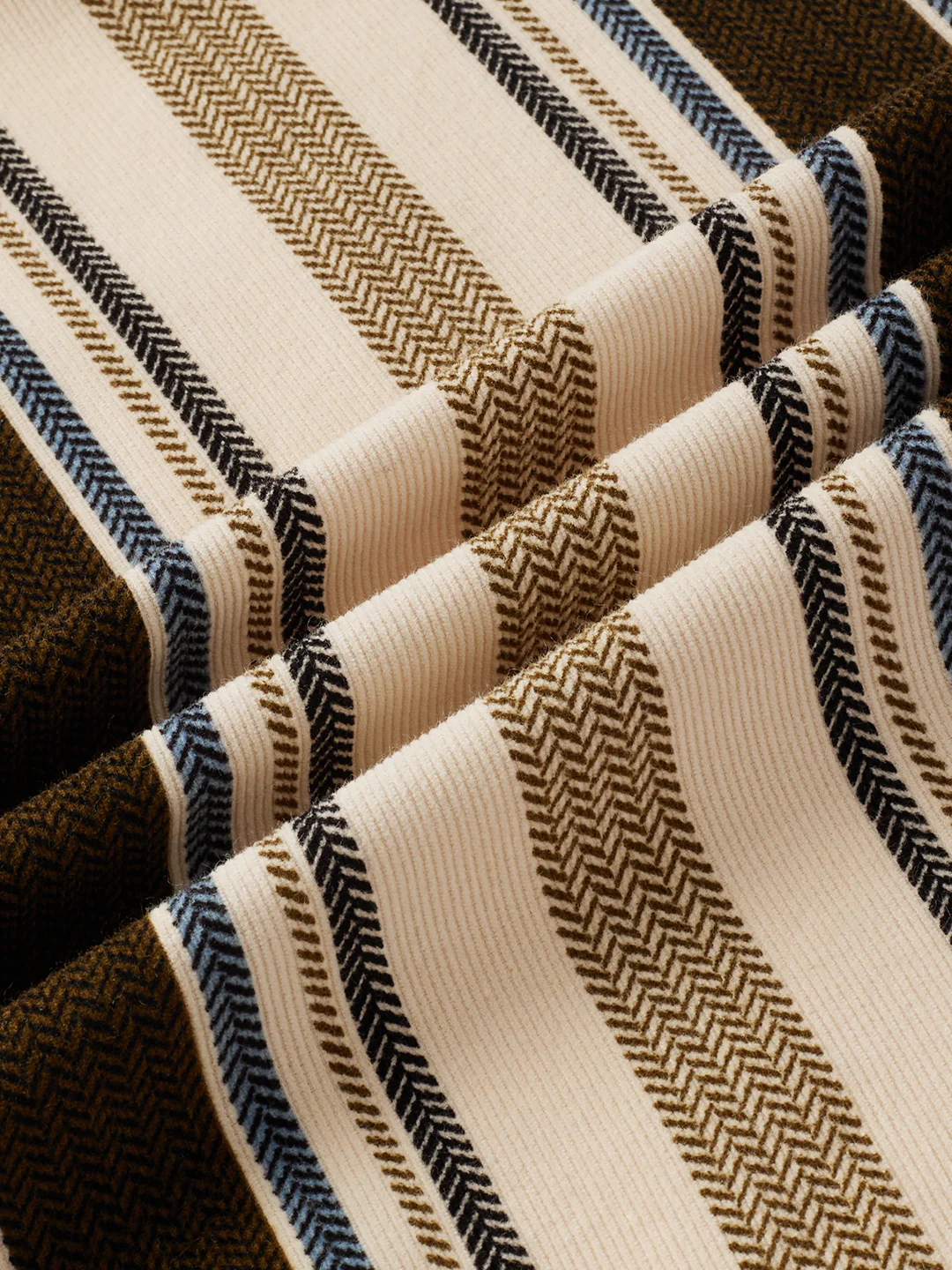 Luxe Brown & Beige Herringbone Striped Corduroy Shirt - Image 9
