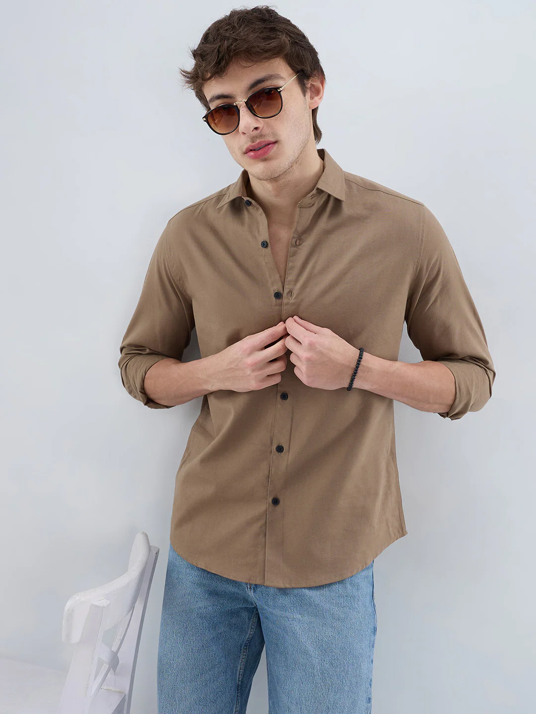 Luxe Olive Brown Oxford Shirt - Image 2