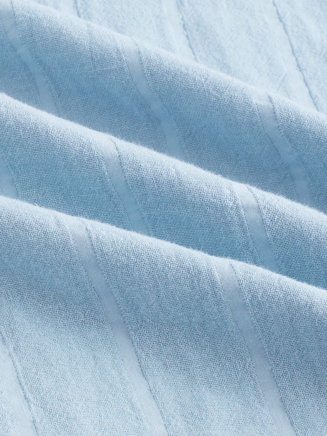 Luxe Powder Blue Seersucker Double Coth Striped Shirt - Image 8