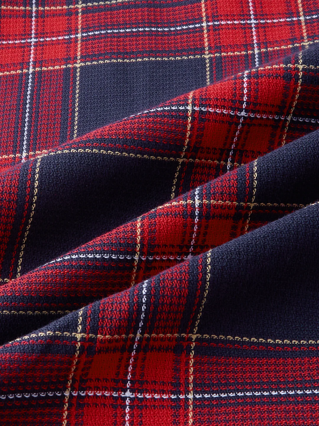 Majestic Red & Navy Tartan Checkered Twin Pocket Shirt - Image 8