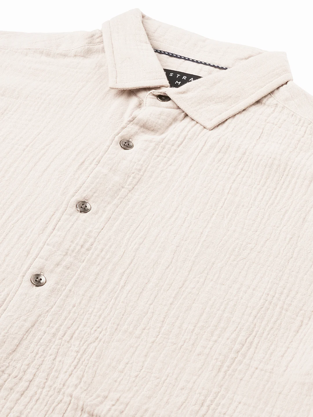 Malibu Beige Double Cloth Crinkled Shirt - Image 3