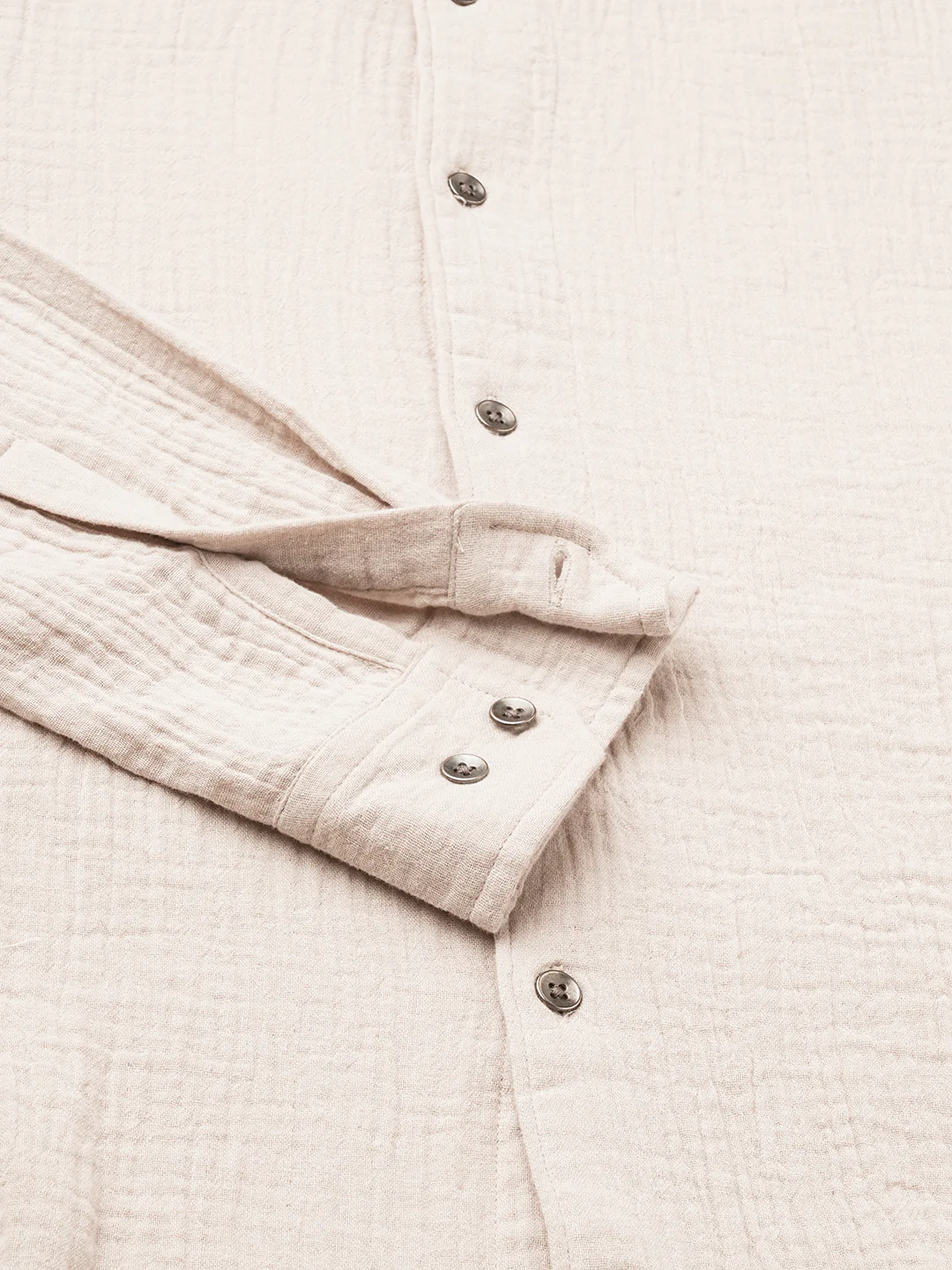 Malibu Beige Double Cloth Crinkled Shirt - Image 9
