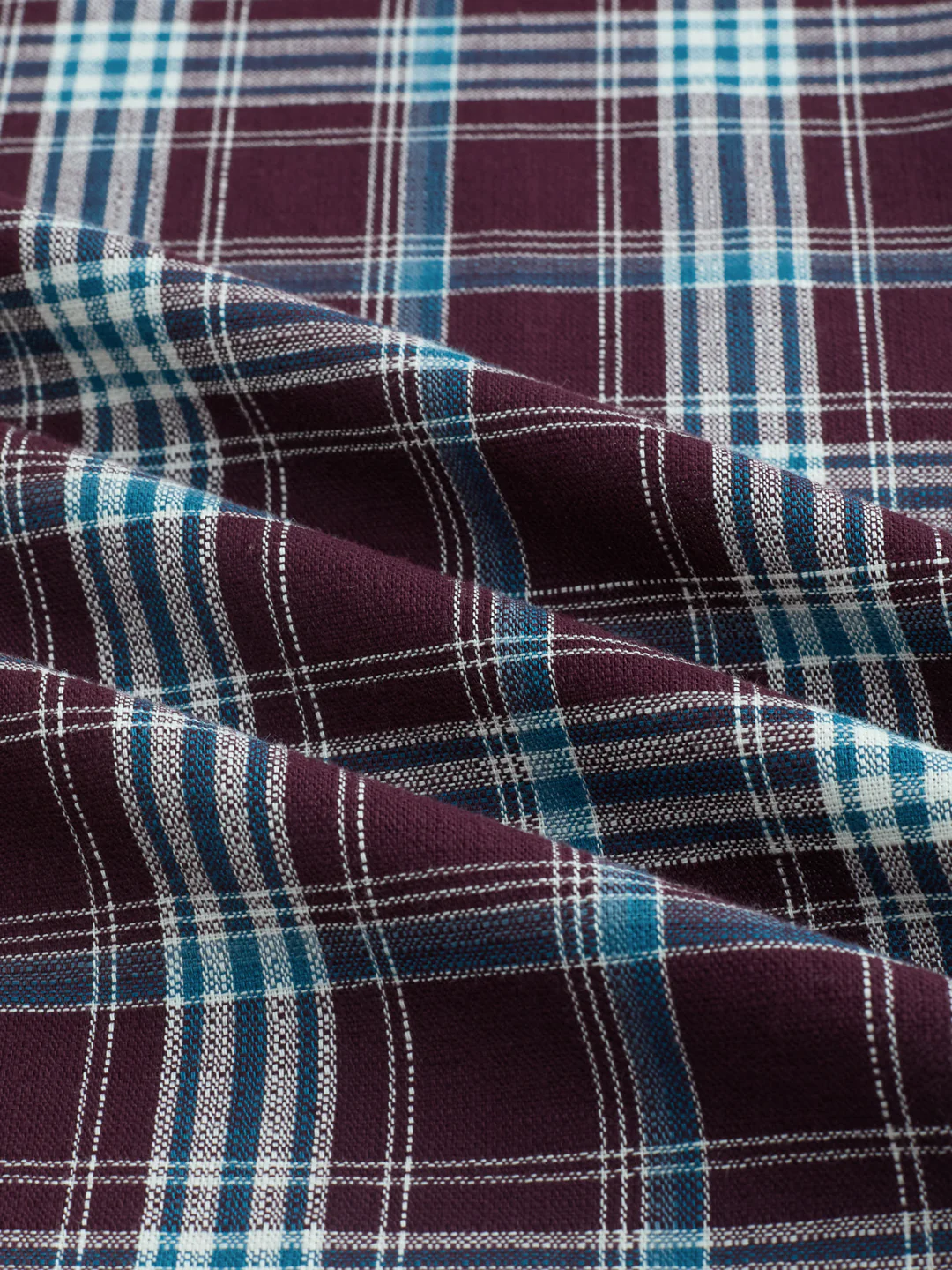 Maroon & Blue Tartan Checked Shirt - Image 7