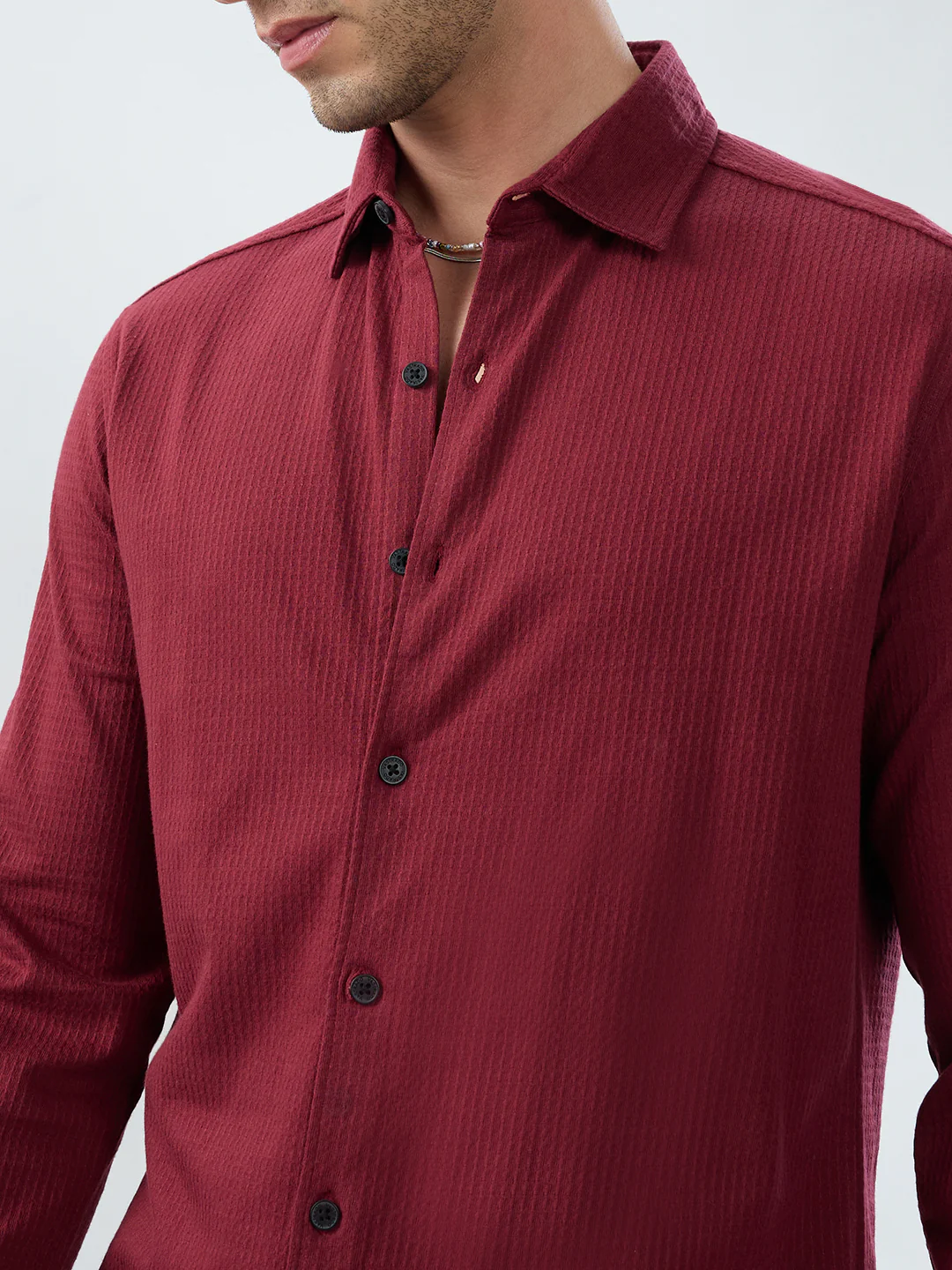 Maroon Jacquard Workday Edit Knit Shirt - Image 3