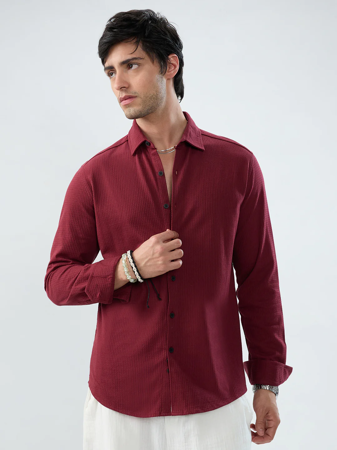 Maroon Jacquard Workday Edit Knit Shirt - Image 4