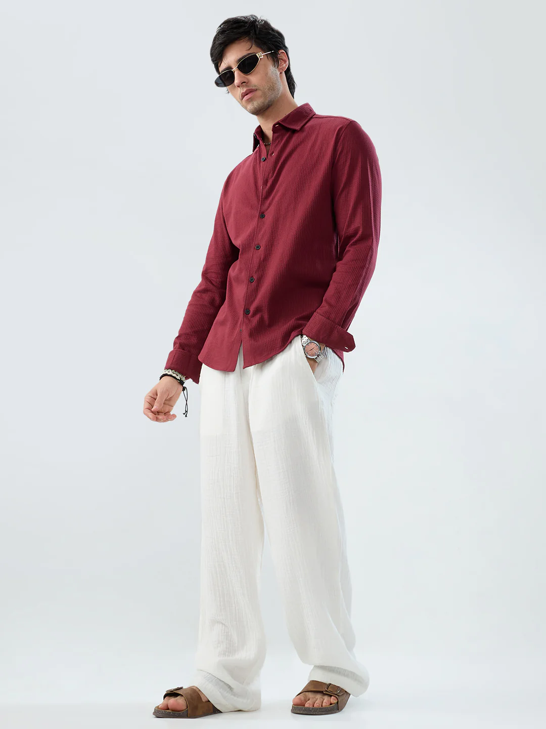 Maroon Jacquard Workday Edit Knit Shirt - Image 7