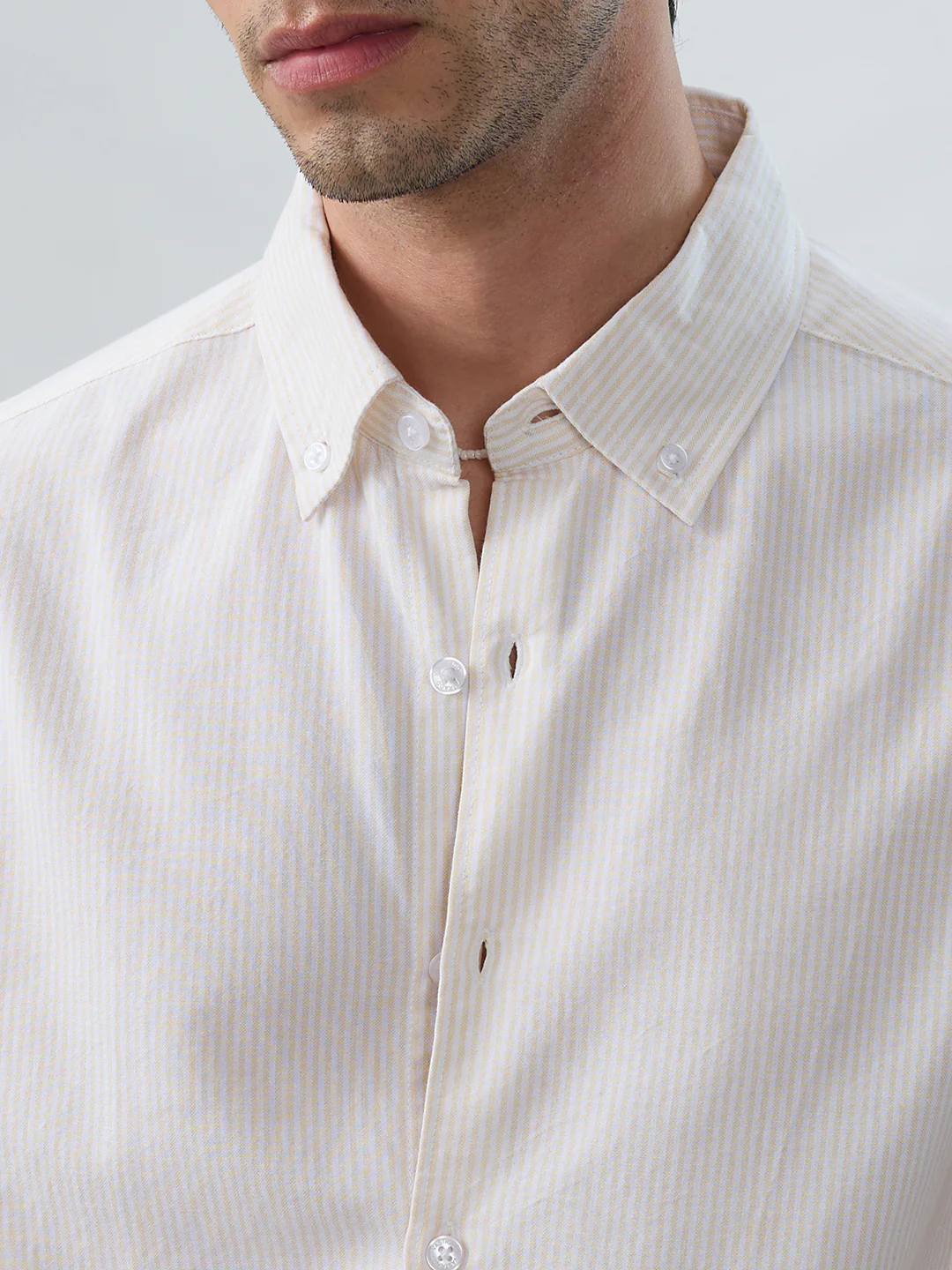 Mellow Yellow Pinstripe Button-Down Collar Shirt - Image 3
