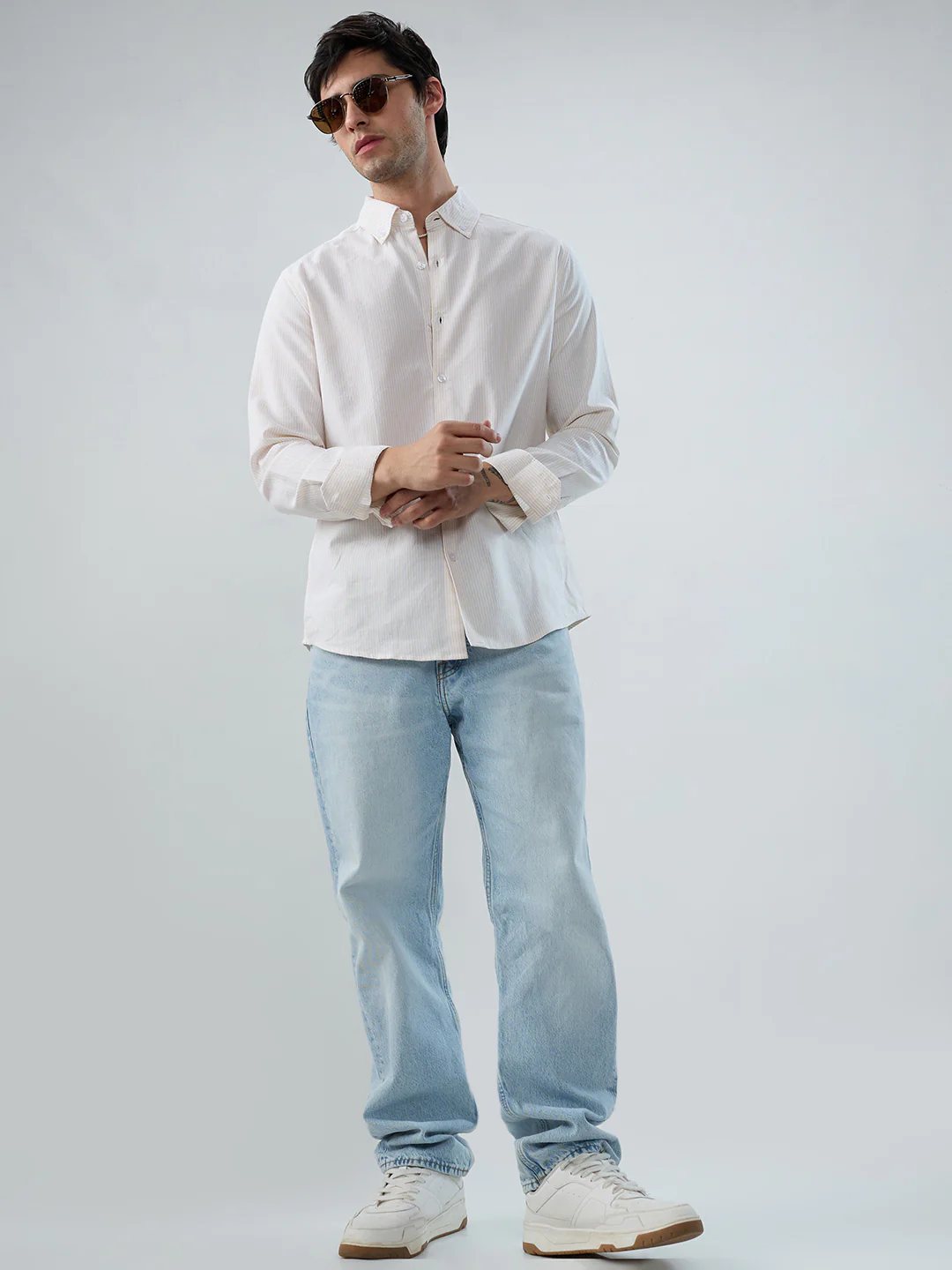 Mellow Yellow Pinstripe Button-Down Collar Shirt - Image 8