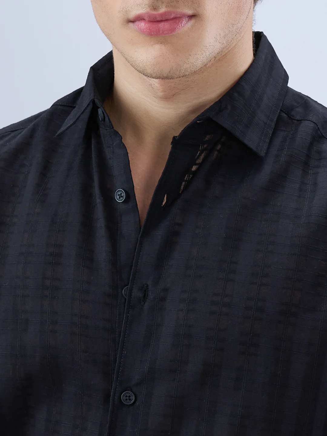 Metal Black Textured Checks Shirt - Image 3