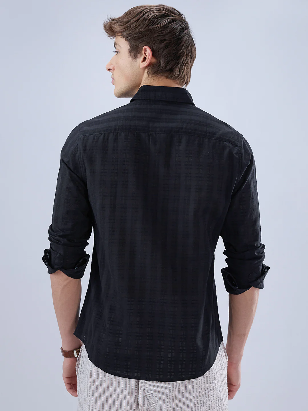 Metal Black Textured Checks Shirt - Image 6