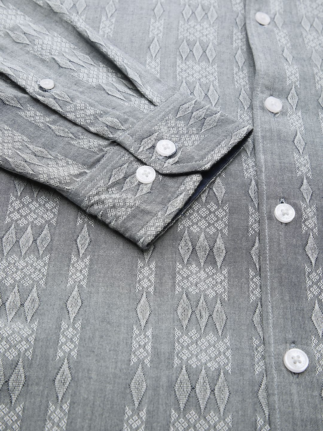 Metal Grey Ikat Jacquard Shirt - Image 3