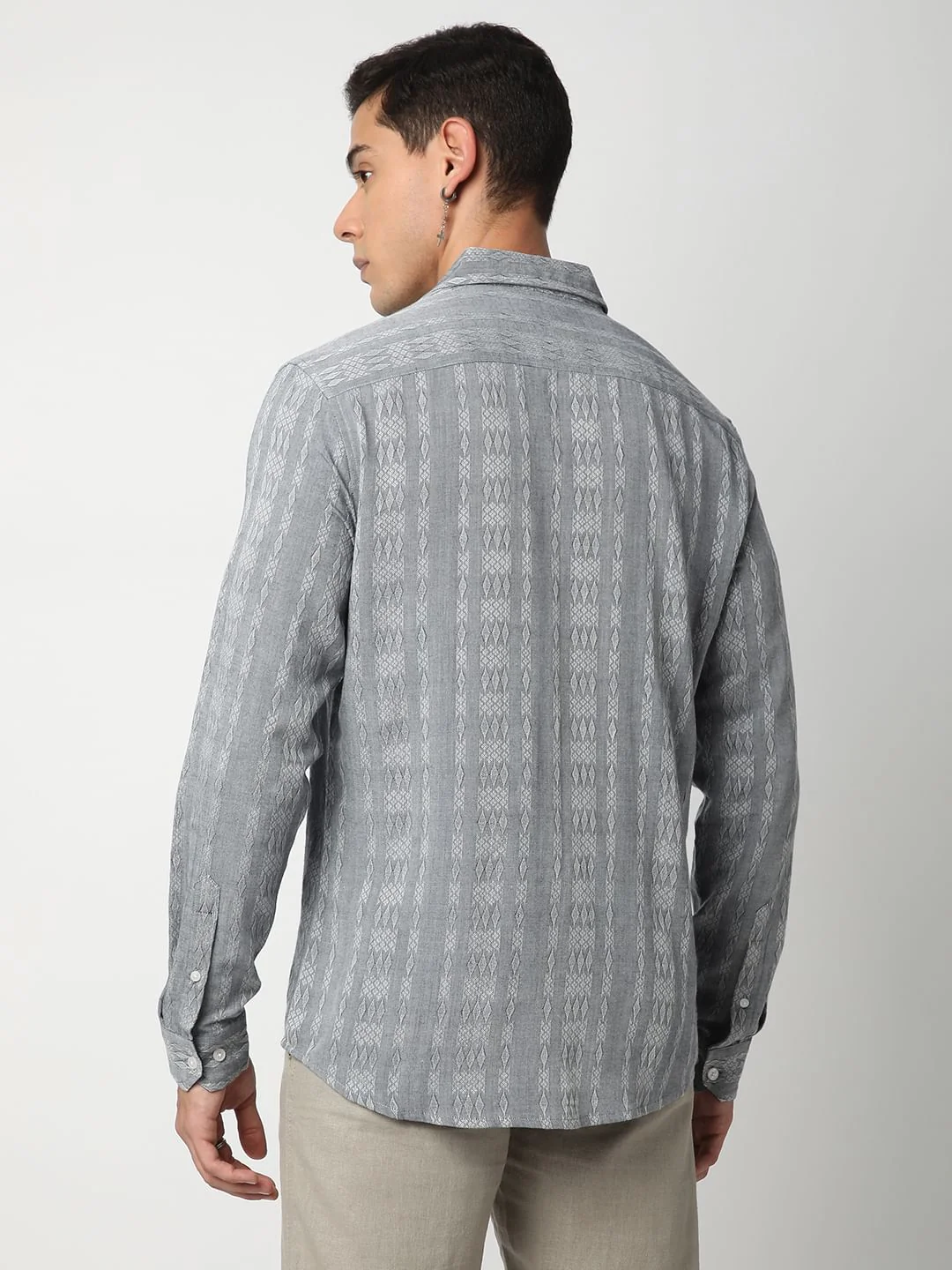 Metal Grey Ikat Jacquard Shirt - Image 6