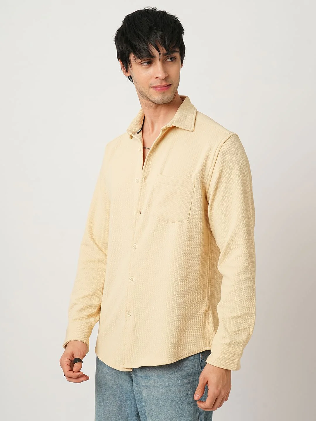 Meticulous Light Beige Jacquard Shirt - Image 6