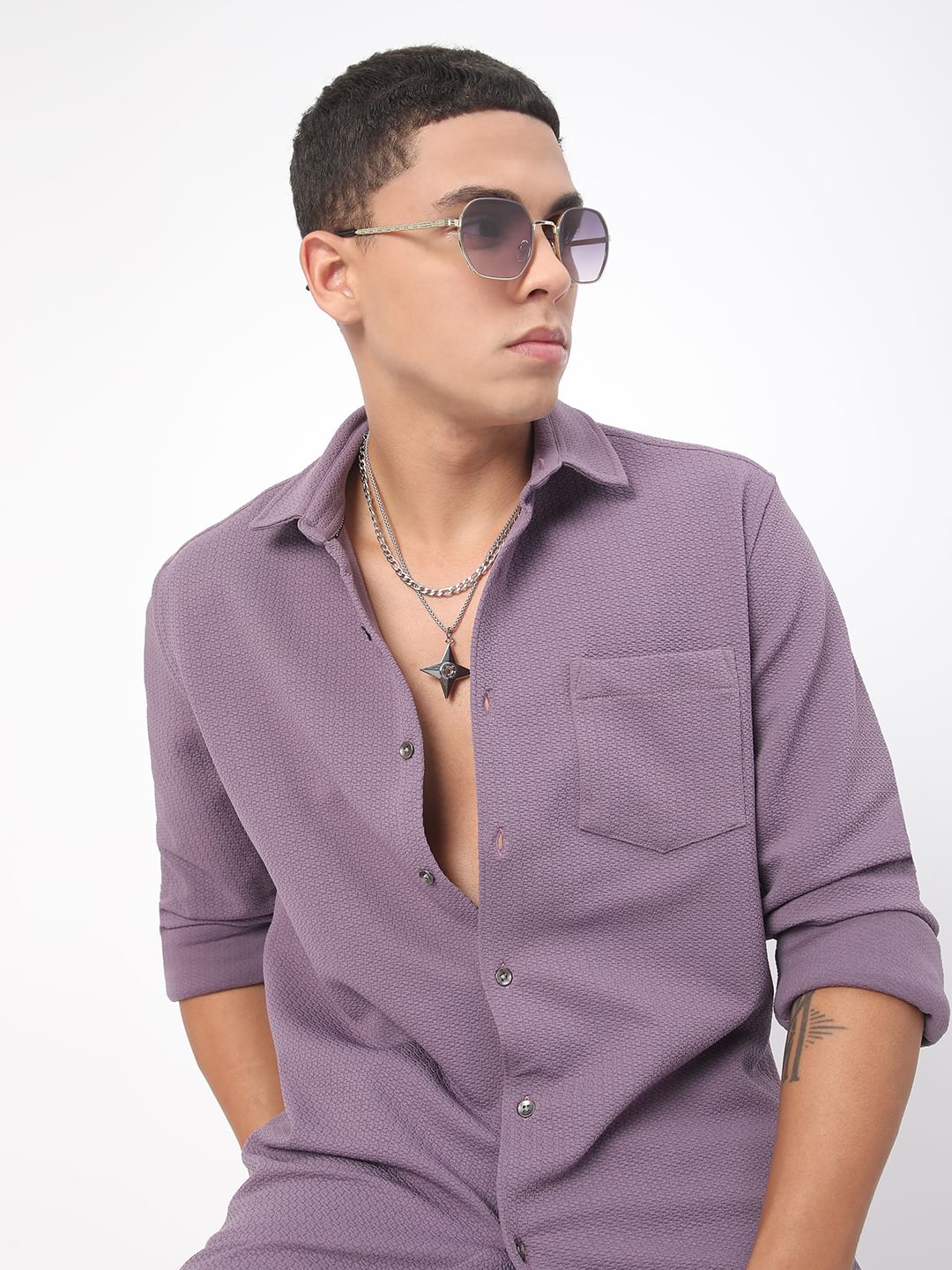 Meticulous Lilac Jacquard Shirt - Image 2