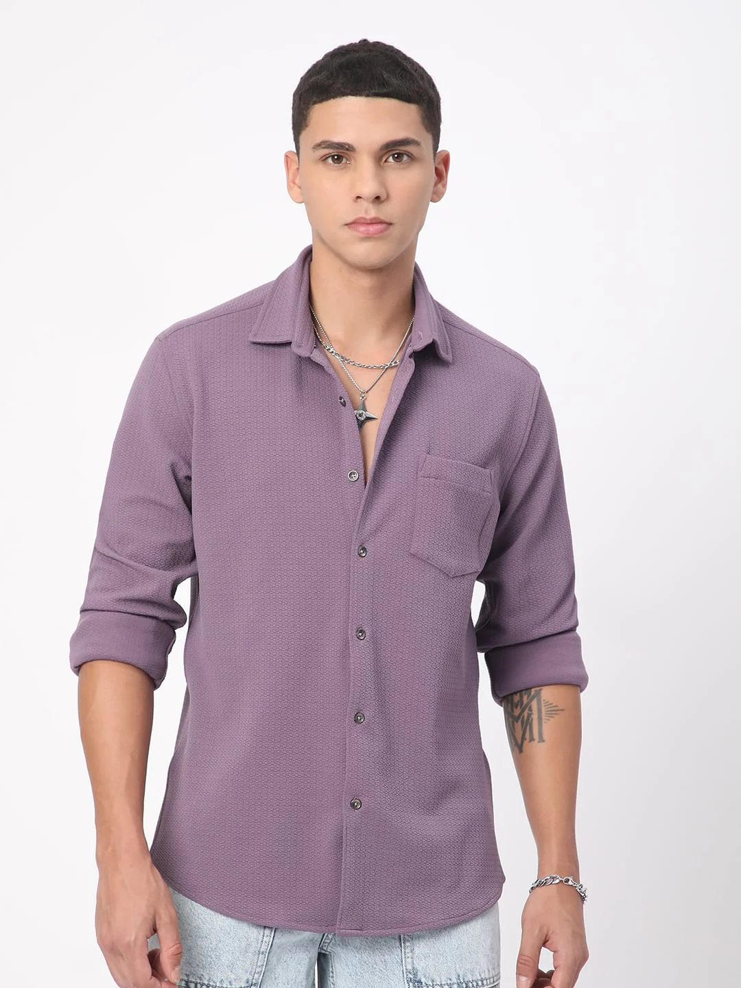 Meticulous Lilac Jacquard Shirt - Image 4