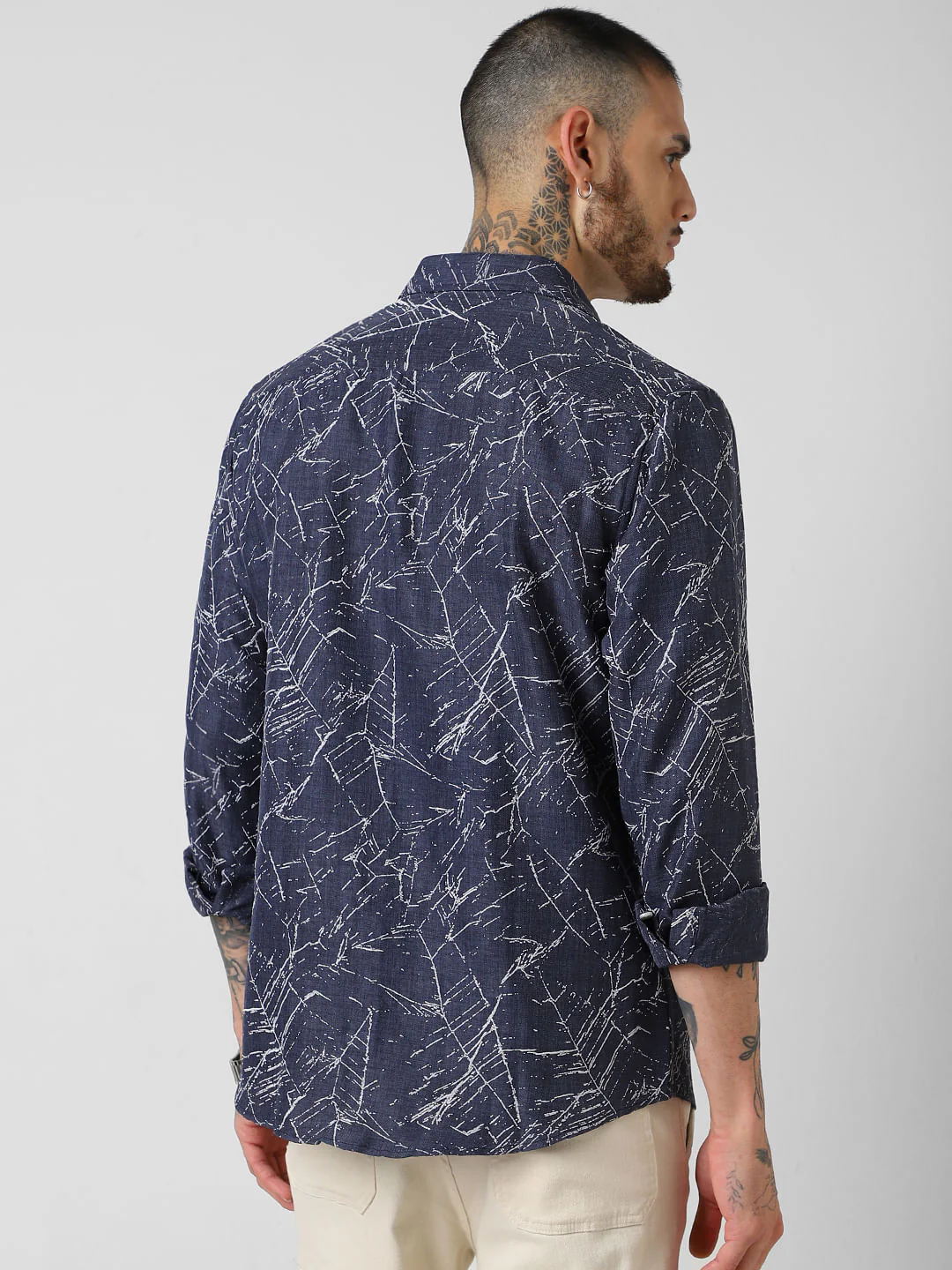Midnight Blue Abstract Printed Shirt - Image 7