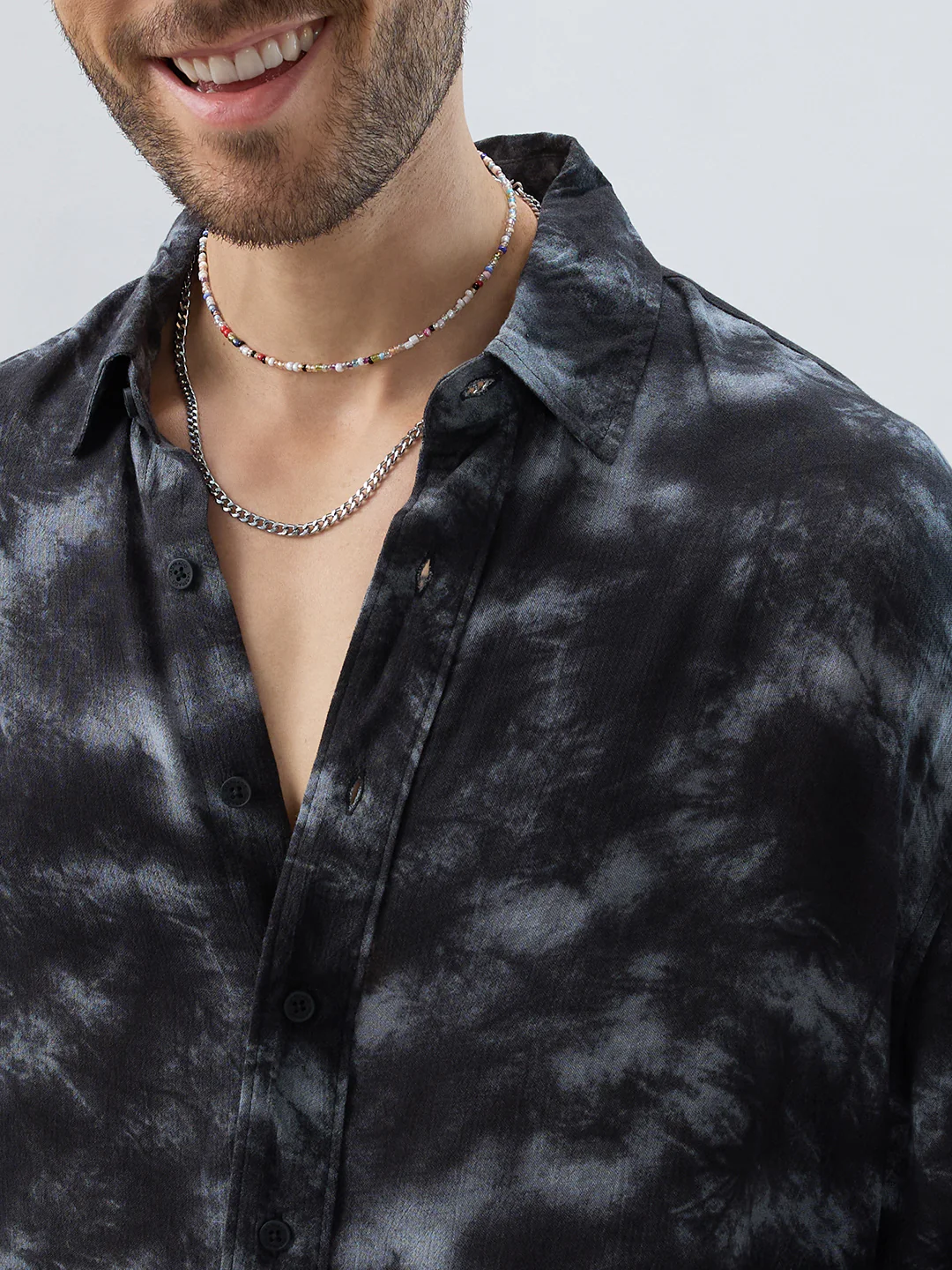 Midnight Mist Tie-Dye Boxy Fit Crop Shirt - Image 3