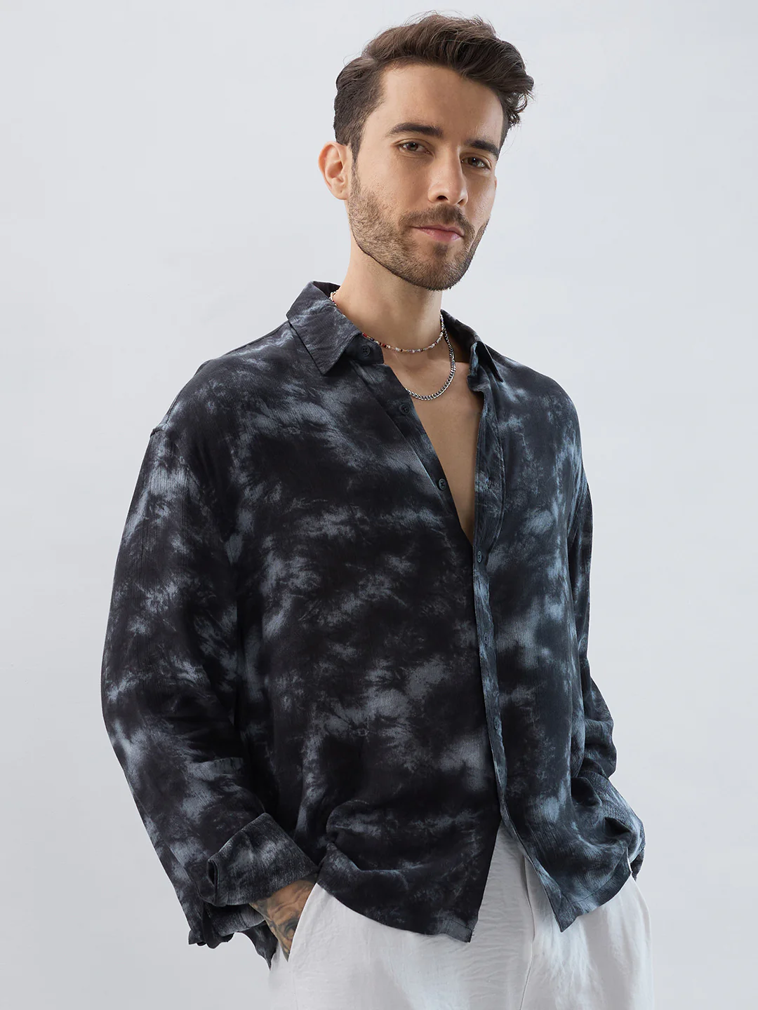 Midnight Mist Tie-Dye Boxy Fit Crop Shirt - Image 6