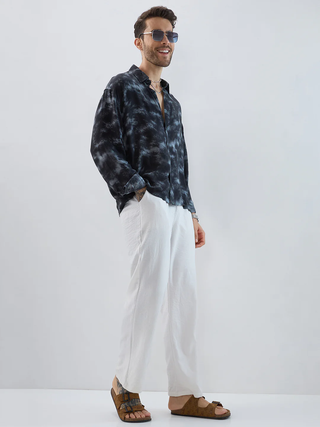 Midnight Mist Tie-Dye Boxy Fit Crop Shirt - Image 9