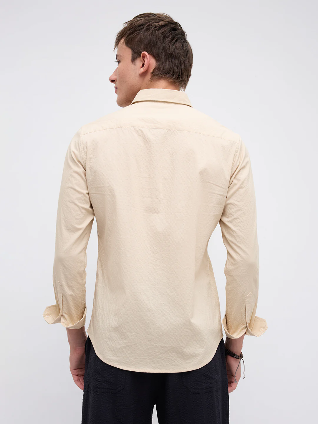 Minimal Beige Textured Shirt - Image 7