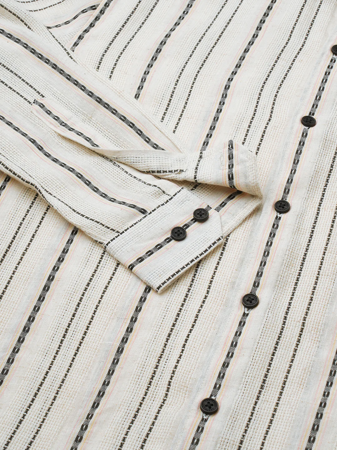 Minimal Ivory Loomed Textured Shirt - Image 8