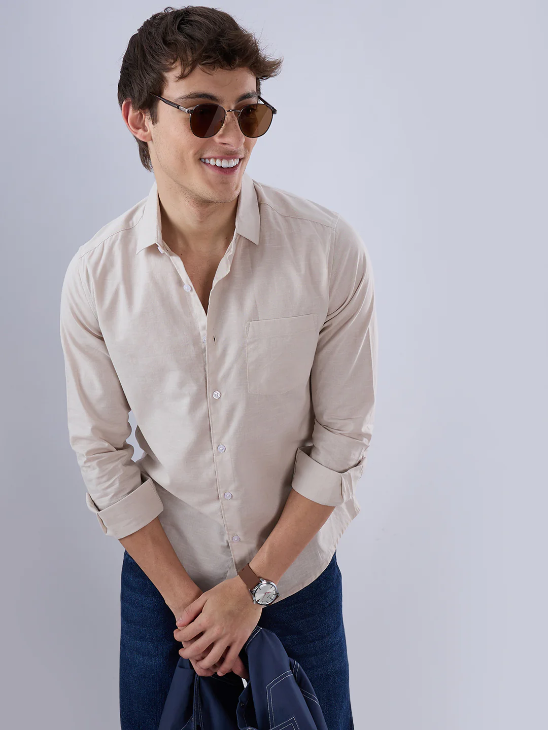 Solid Beige Everyday Shirt - Image 4