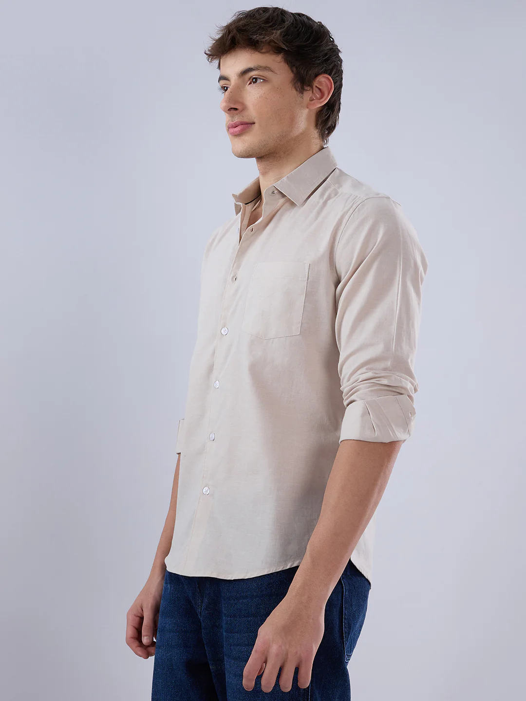 Solid Beige Everyday Shirt - Image 6