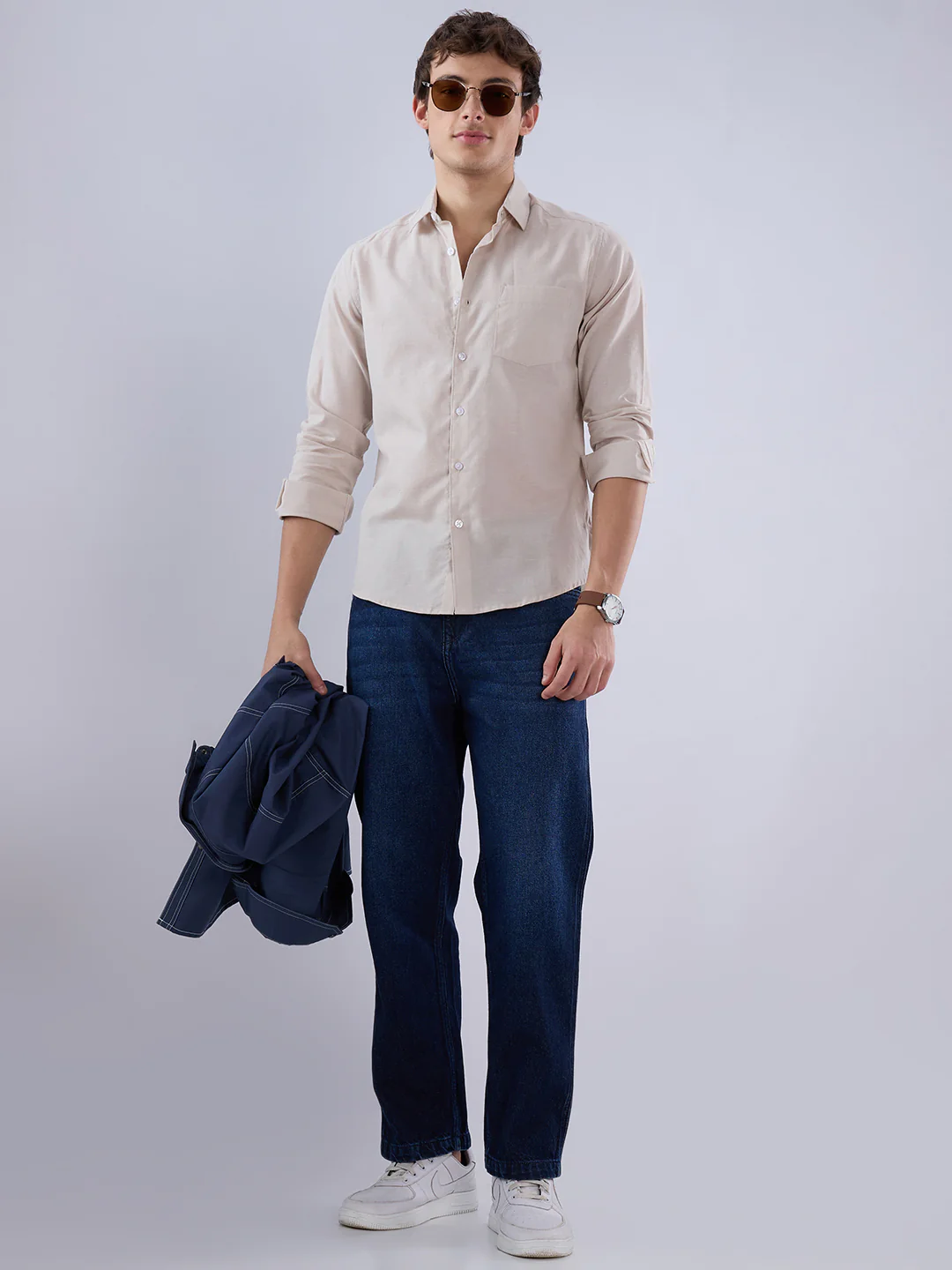 Solid Beige Everyday Shirt - Image 8