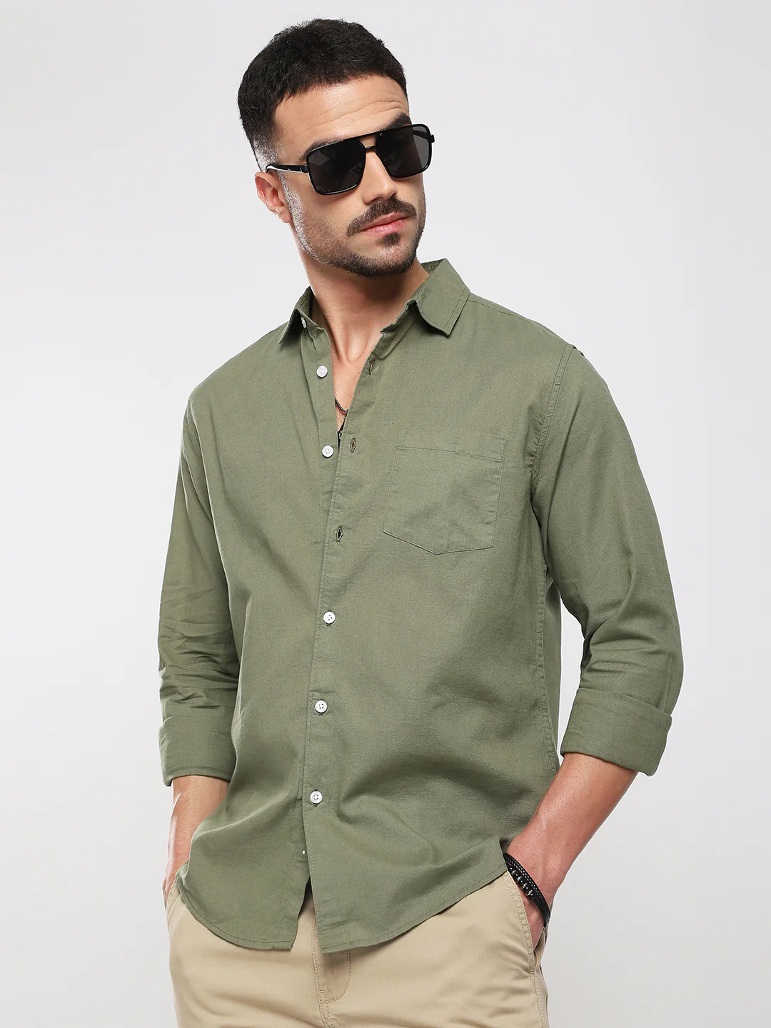 Minimal Olive Haze Everyday Shirt - Image 2