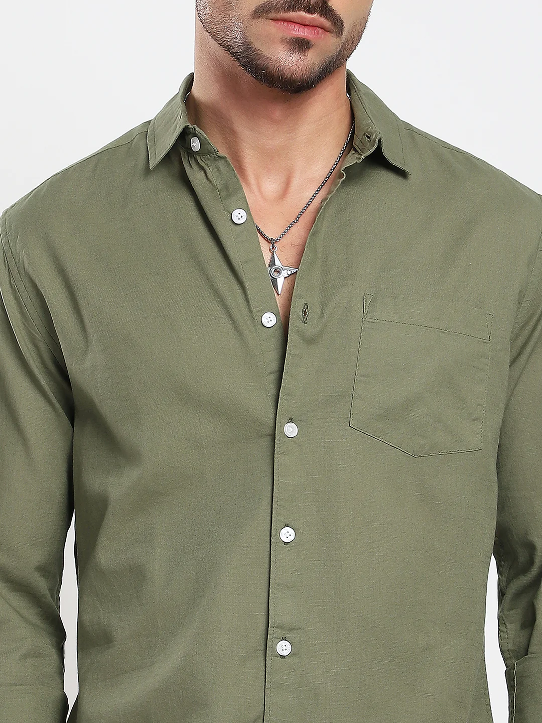 Minimal Olive Haze Everyday Shirt - Image 3