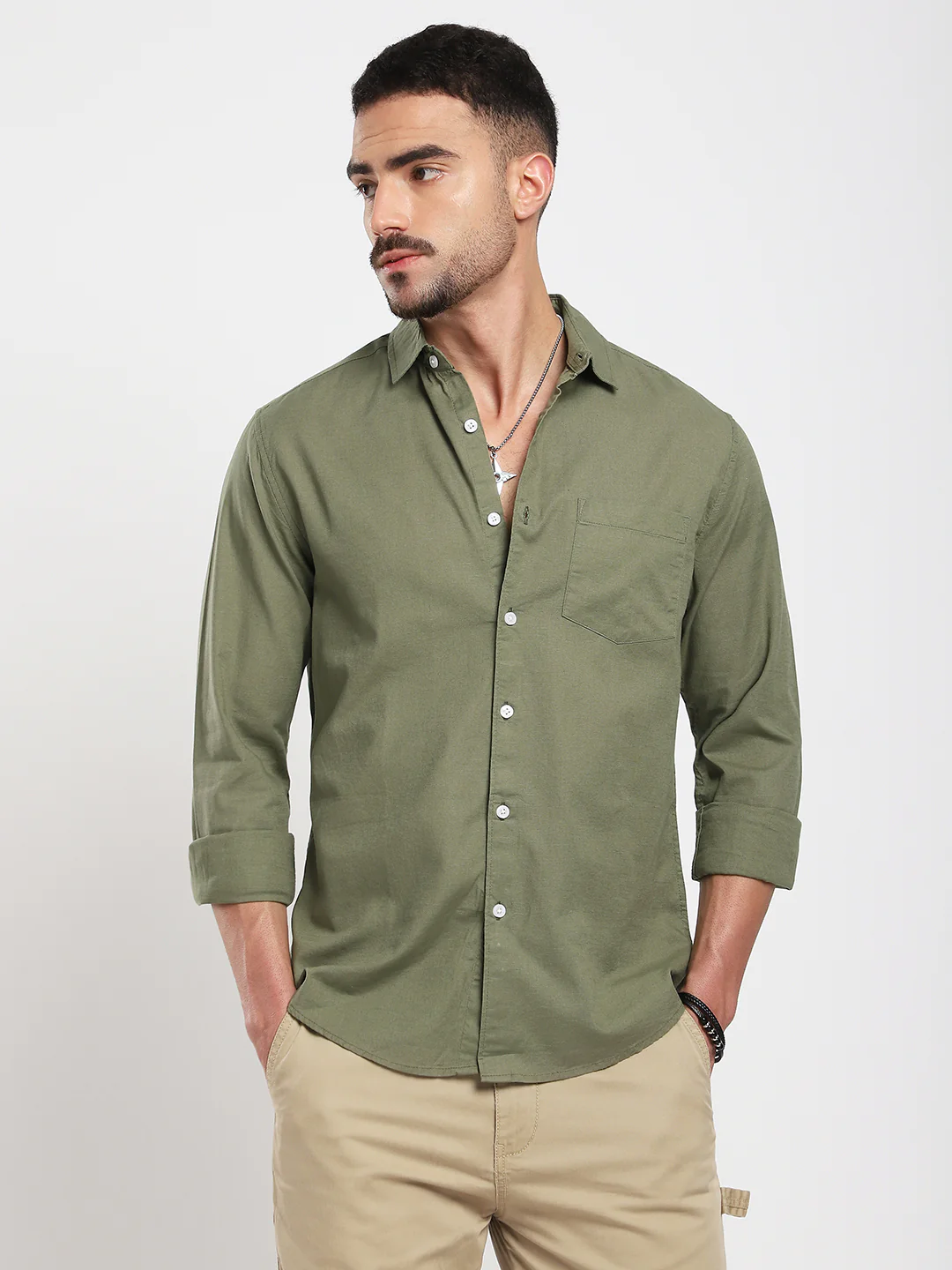 Minimal Olive Haze Everyday Shirt - Image 4