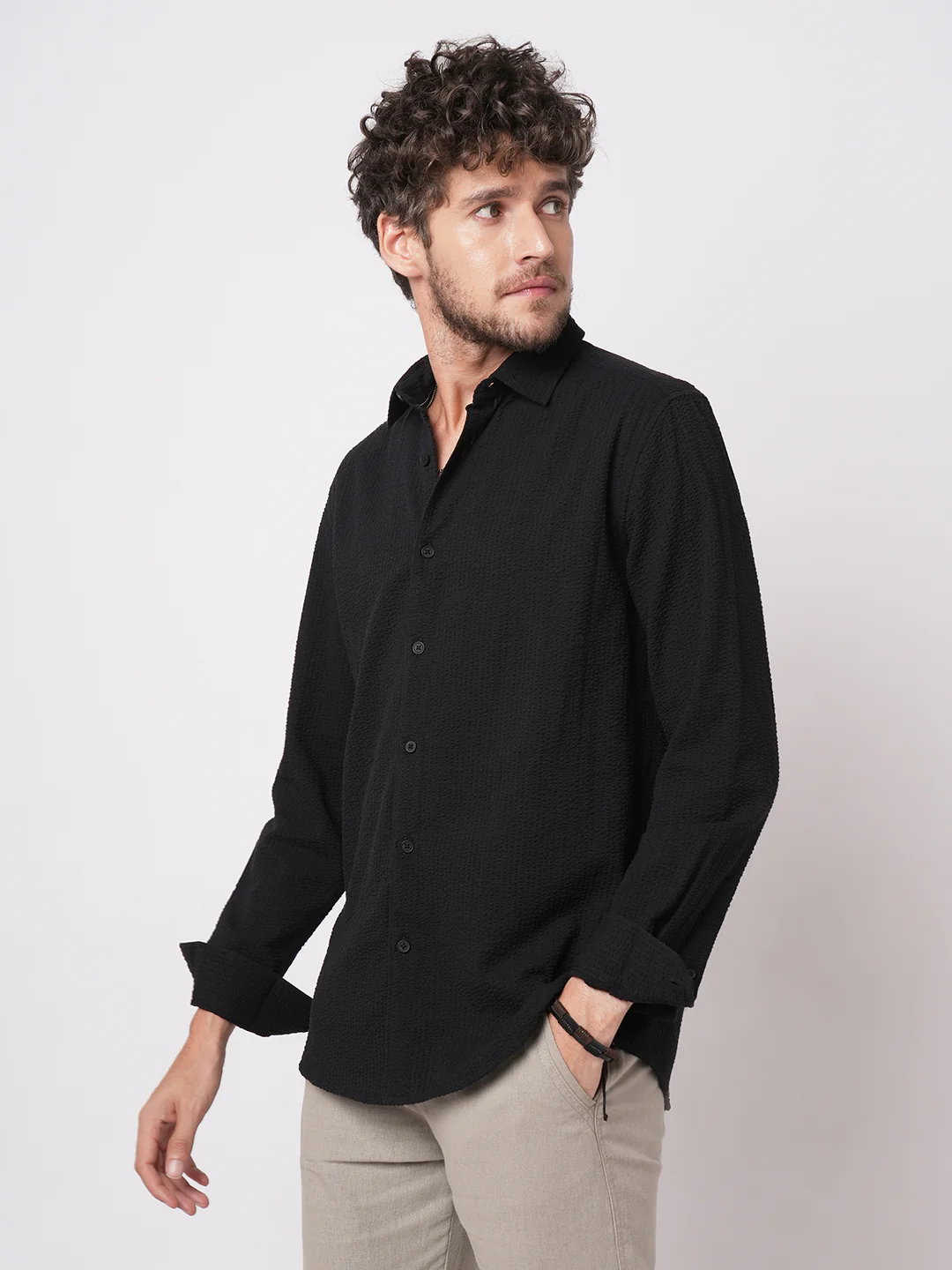 Minimalist Black Seersucker Shirt - Image 5