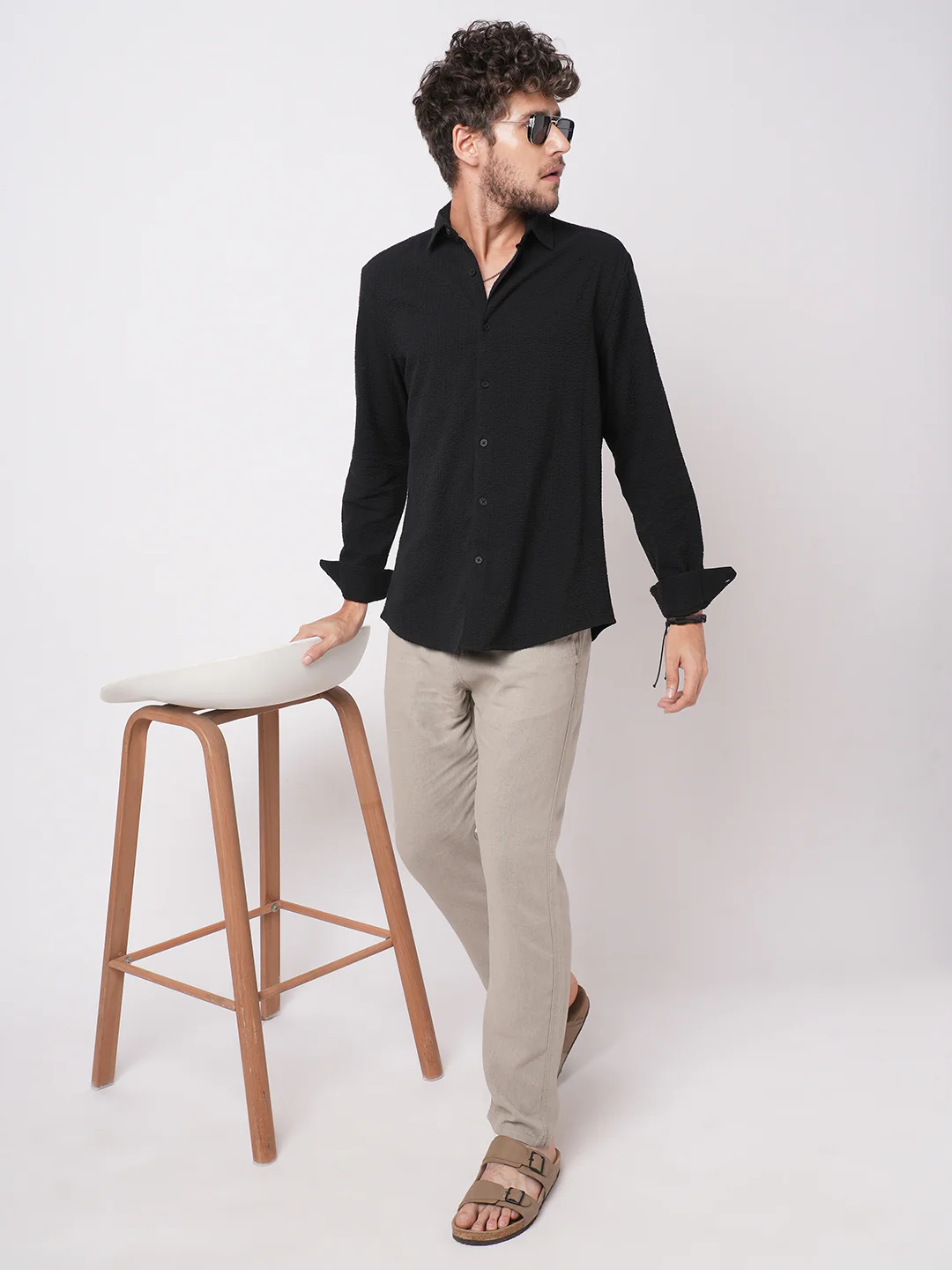 Minimalist Black Seersucker Shirt - Image 7