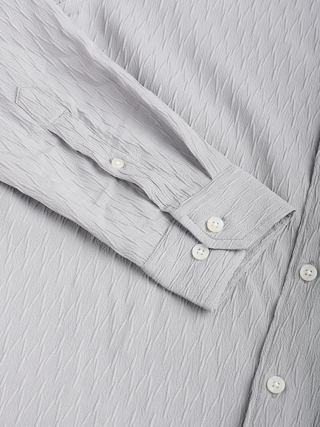 Minimalist Cloud Grey Textured Shirt - Image 10